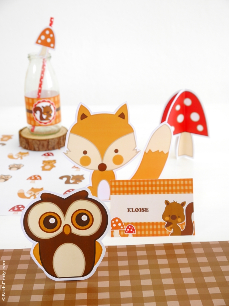 Woodland Owl Birthday Party Kids Table Ideas | BirdsParty.com 