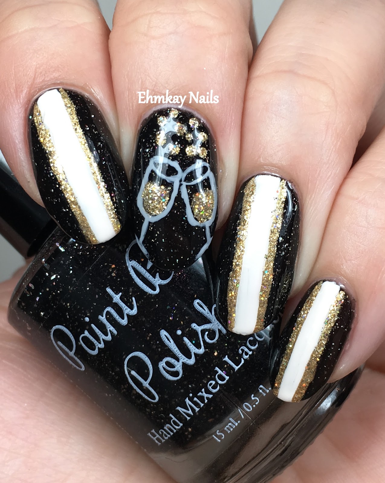 ehmkay nails Pop Champagne!! New Year's Eve Nail Art