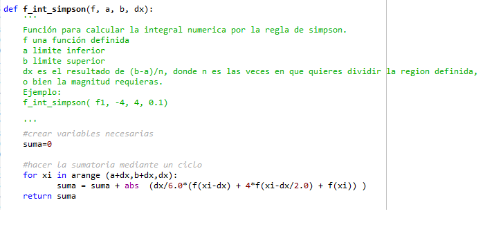 Regla de Simpson en Python: Regla de Simpson, Python.
