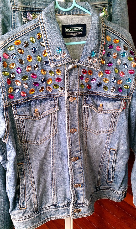 Reworked Rhinestone Vintage Denim Jacket