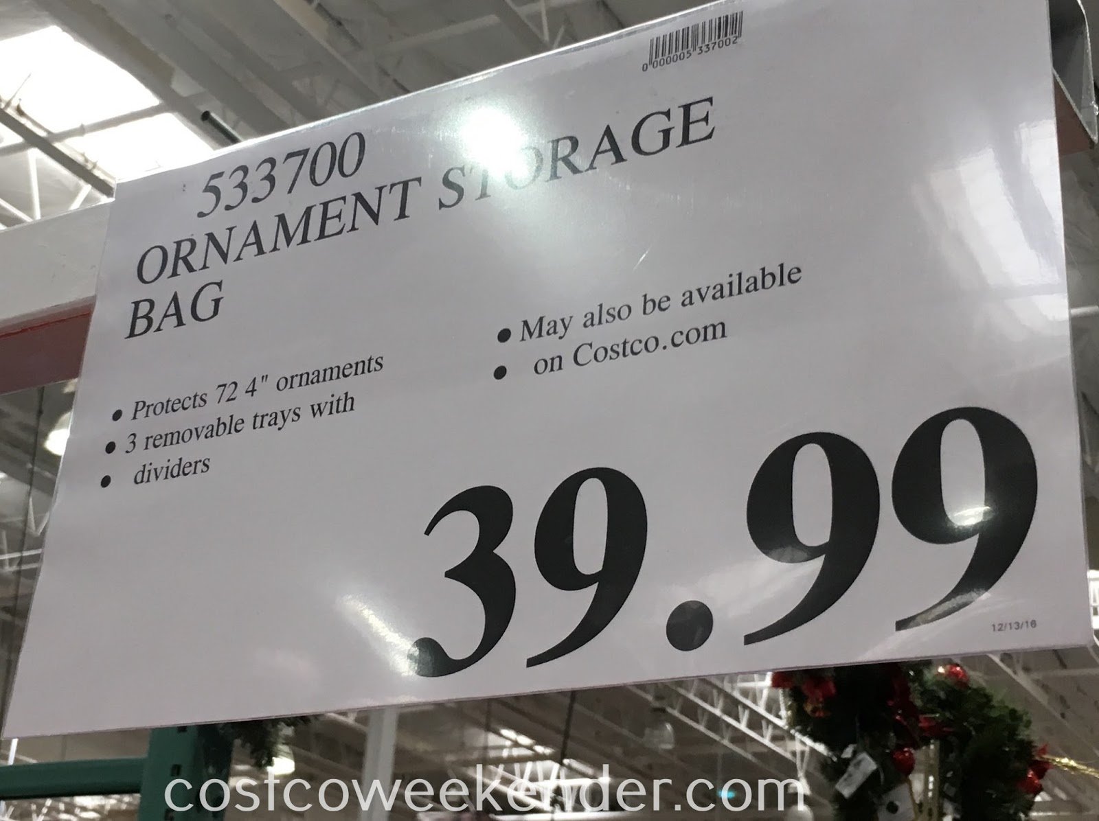 Santa's Bags Three Tray Ornament Keeper Costco Weekender