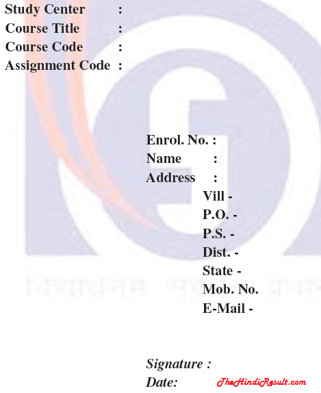 dled assignment cover page format
