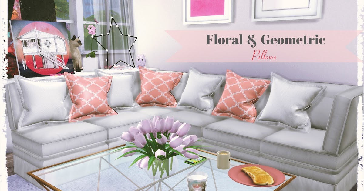 Sims 4 Floral & Geometric Pillows Dinha