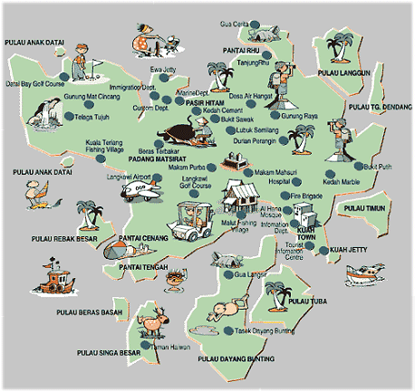 Карта лангкави с пляжами