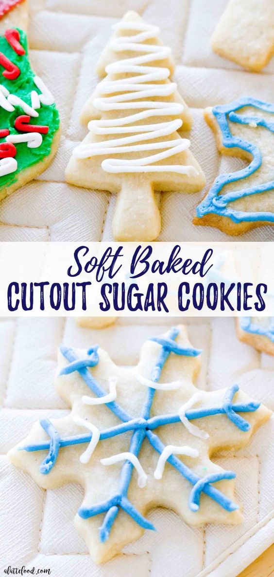 Soft-Baked Cutout Sugar Cookies: These soft rollout sugar cookies have Christmas and New Years written all over them! It's the perfect Christmas cookie recipe, if you ask me. These Cutout Sugar Cookies are made with homemade frosting and are such a simple classic christmas cookie recipe. #dessert #christmas #cookies #recipe