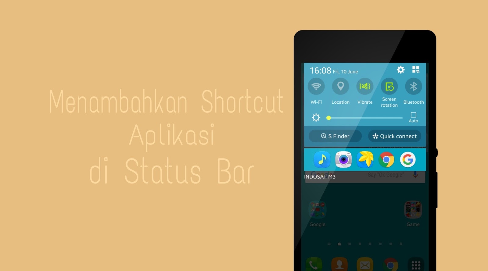 Menambahkan aplikasi di status bar android