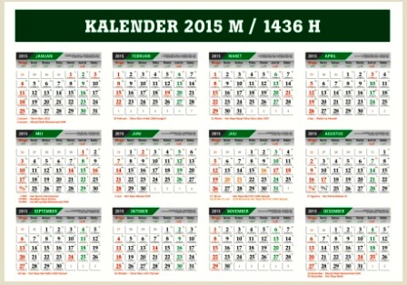 Download Kalender 2015 Masehi - 1436 Hijriyah File CorelDraw