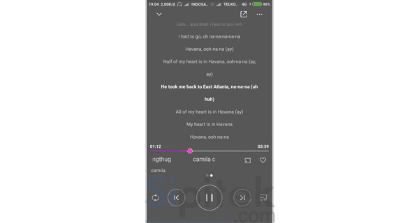 tampilan lirik lagu pemutar musik Xiaomi tampilan lirik lagu pemutar musik Xiaomi