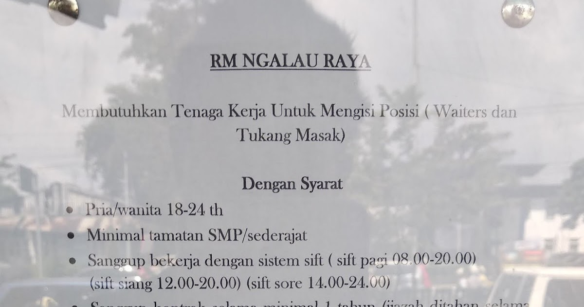 Lowongan Kerja Padang Karyawan Rumah Makan Adsanjaya
