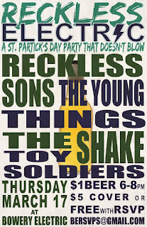 Reckless Sons Play St. Patrick's Day Show at Bowery Electric (w/ Cheap Beer)