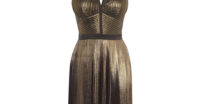 karen millen metallic pleated dress