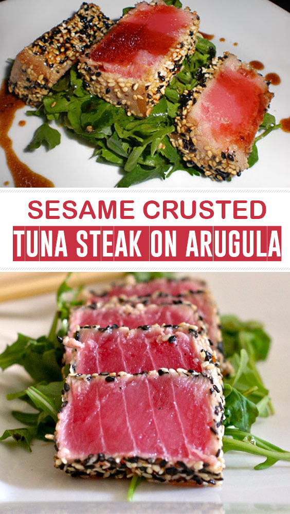 Sesame Crusted Tuna Steak On Arugula Sesame Crusted Tuna Steak On Arugula