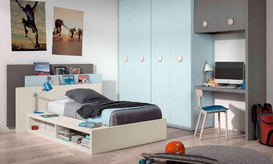 desain inspiratif tempat tidur dengan lemari di bawahnya