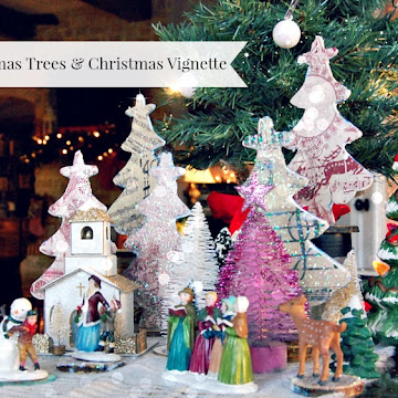 DIY Scrapbook Paper Christmas Trees & Vignette