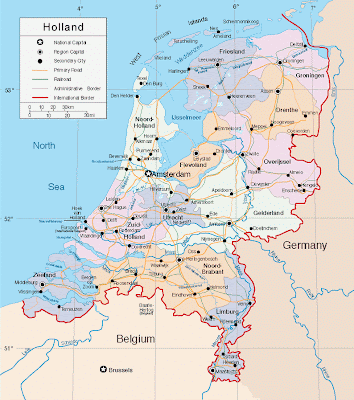 Maps of Netherlands Holland,Cities,Tourist: Map of Holland on Europe Area
