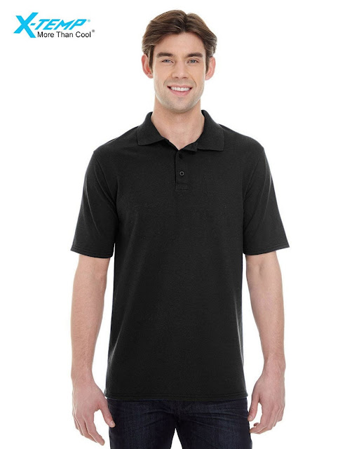 Hanes 055P Mens X-Temp Pique Short-Sleeve Polo- Black – L