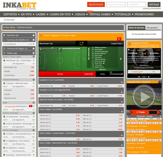 InkaBet Live Betting Screen