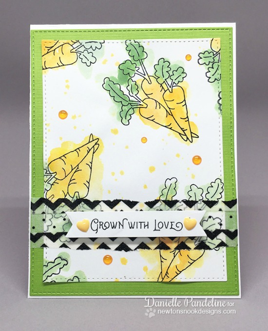 Watercolored Carrots card by Danielle Pandeline | Vegetable Garden stamp set by Newton's Nook Designs #newtonsnook