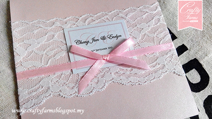 Pink and gold pocket wedding invitations