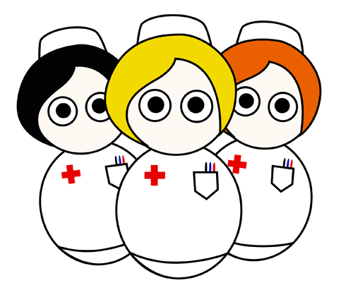 Dibujo con tres enfermeras para imprimir