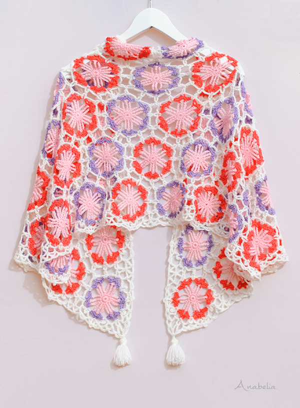 Anabelia craft design Japaneseinspired hexagonal motifs crochet shawl