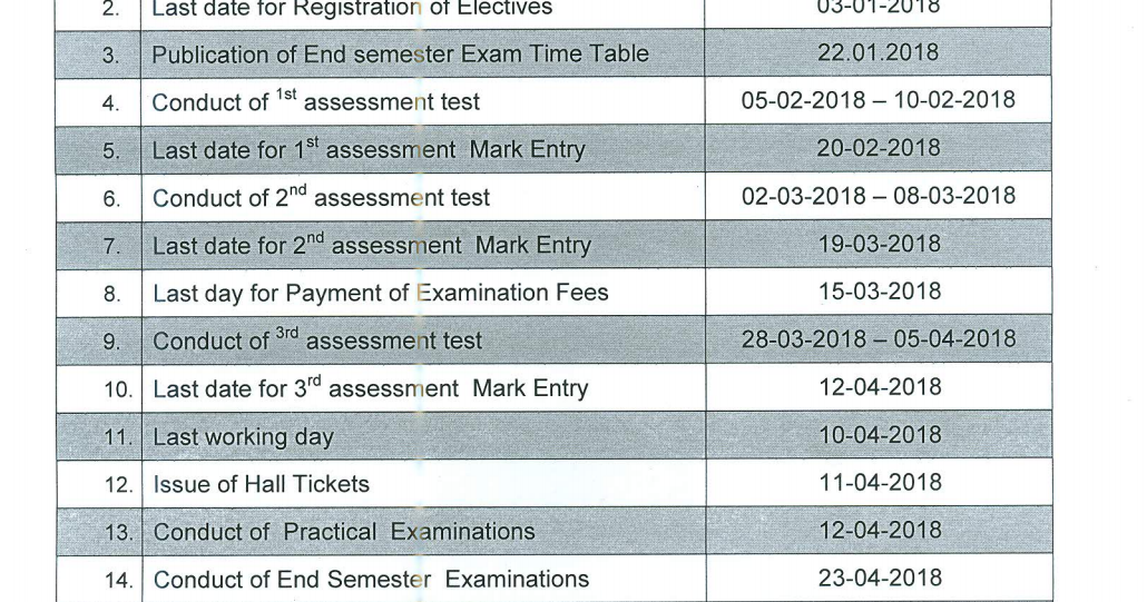 Anna University Academic Schedule June 2018 - Full Details