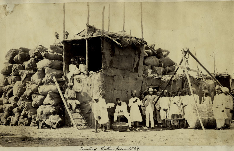 Bombay (Mumbai) Cotton Market Albumen Photograph 1869 Old Indian Photos