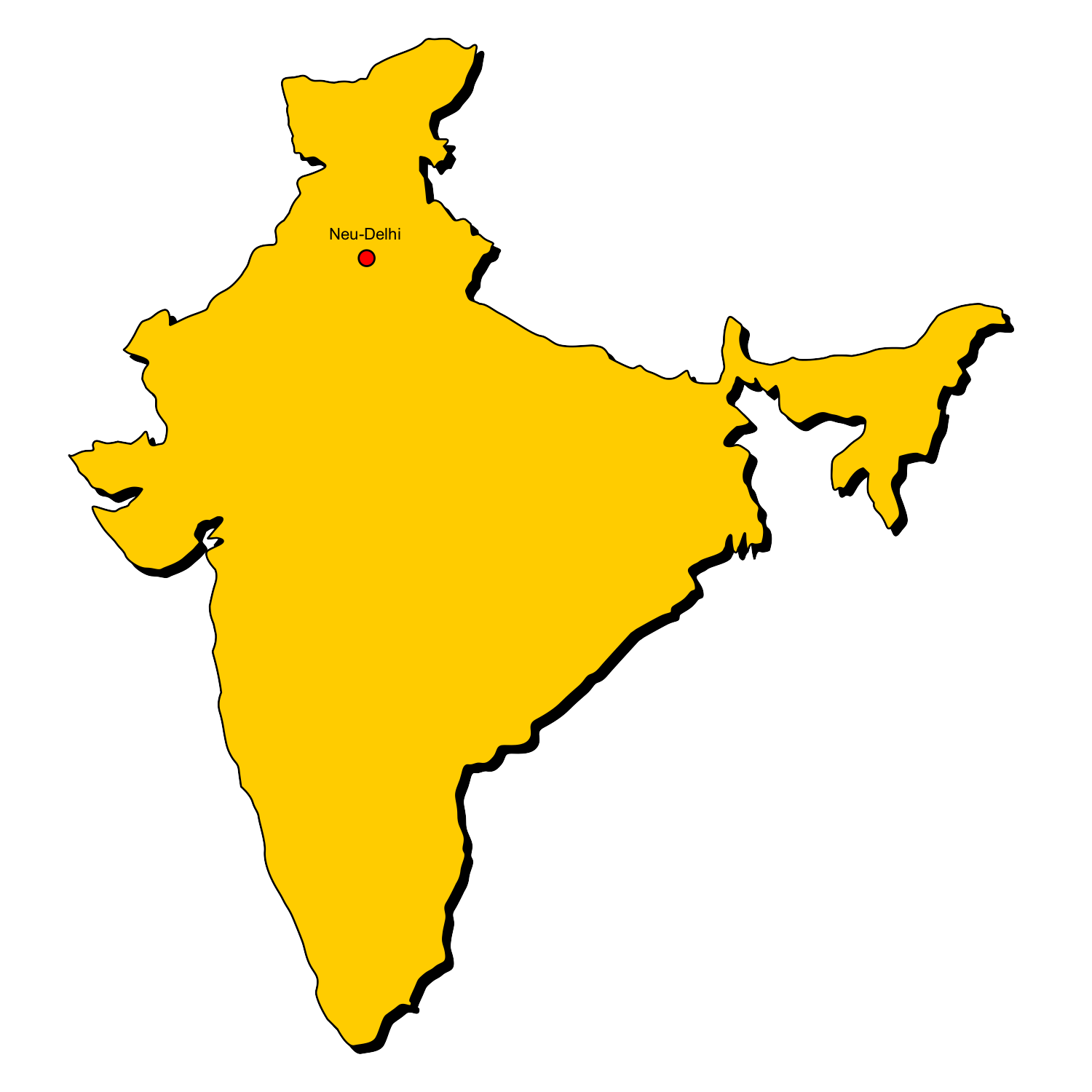 Indien (in Gelb) | Landkarten kostenlos – Cliparts kostenlos