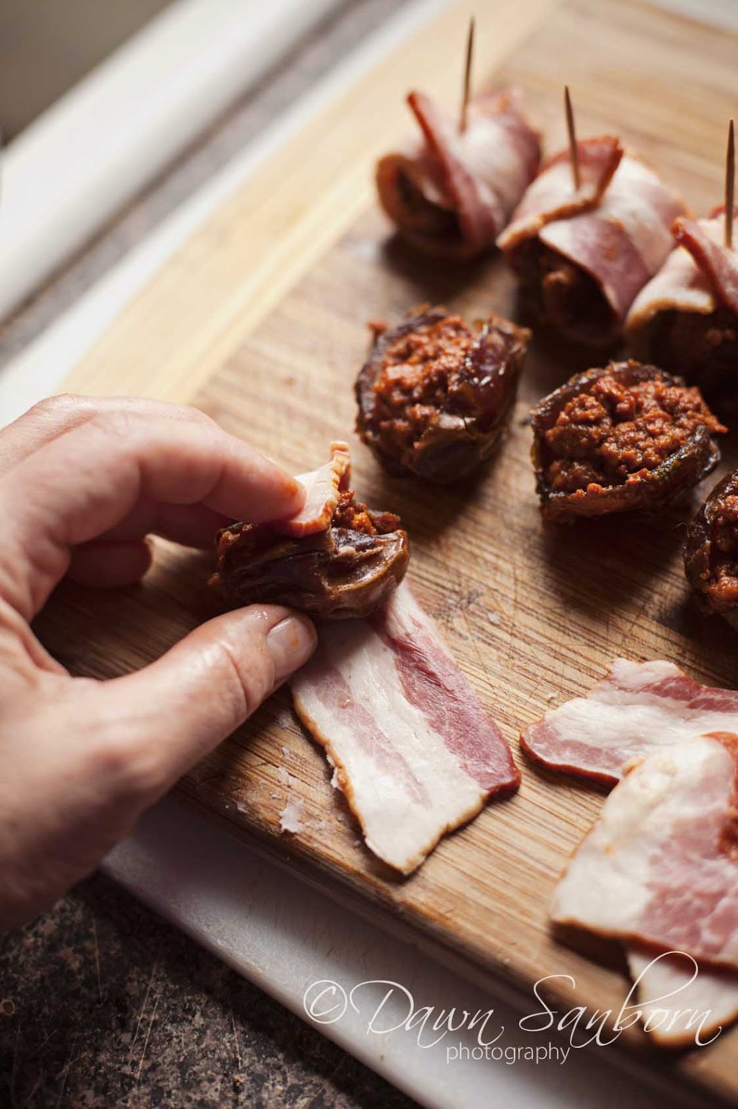 The Sanborn Sanctuary Farm CHORIZO STUFFED DATES WRAPPED IN BACON