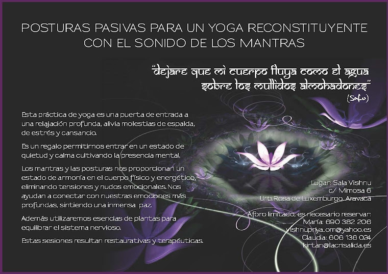 Sesión de Yoga Restaurativo. Viernes 28 de noviembre de 19.00h a 21.30h.