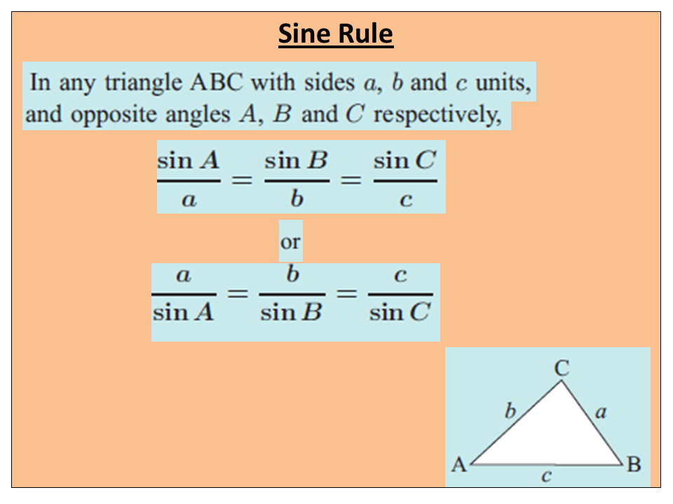Math 10: SINE AND COSINE FORMULA