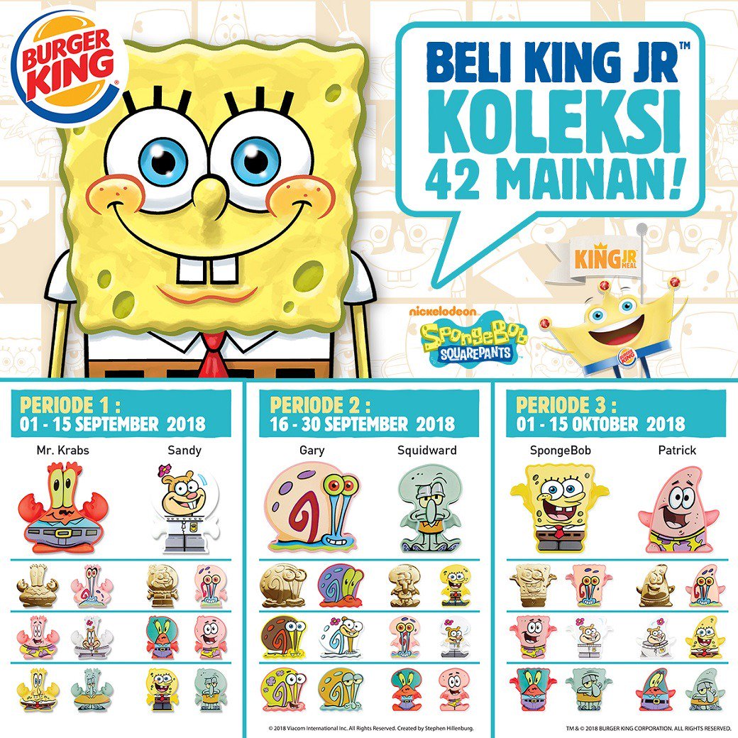 BurgerKing - Promo Paket King Jr Bisa Koleksi Mainan Spongebob Squarepants BurgerKing - Promo Paket King Jr Bisa Koleksi Mainan Spongebob Squarepants