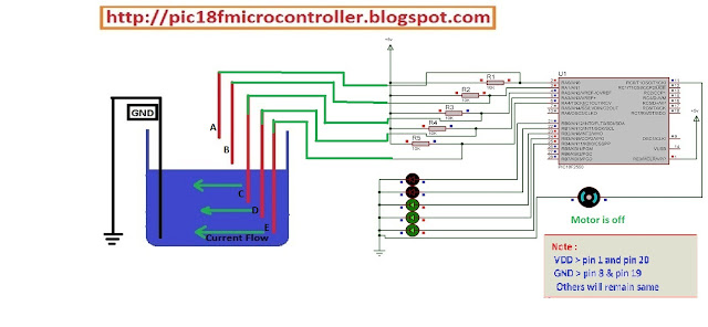 Microcontroller Project : Water Tank Controller using pic18f2550 Microcontroller