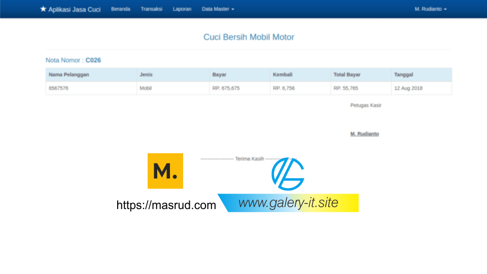 Software Sederhana Cuci Mobil Dan Motor Dengan Php Dan