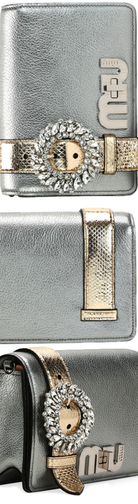 Miu Miu My Miu Small Metallic Jeweled Clutch Bag