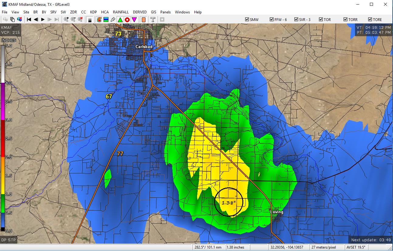 Heavy Rains Fall Southeast Of Carlsbad.
