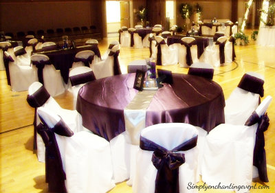 Simply Enchanting Event Eggplant Silver Wedding Wedding Reception Room View