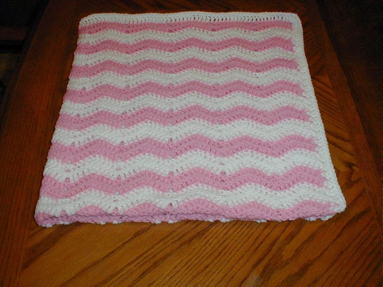 Karens Crocheted Garden of Colors Donations and Pink and White Ripple Baby blanket