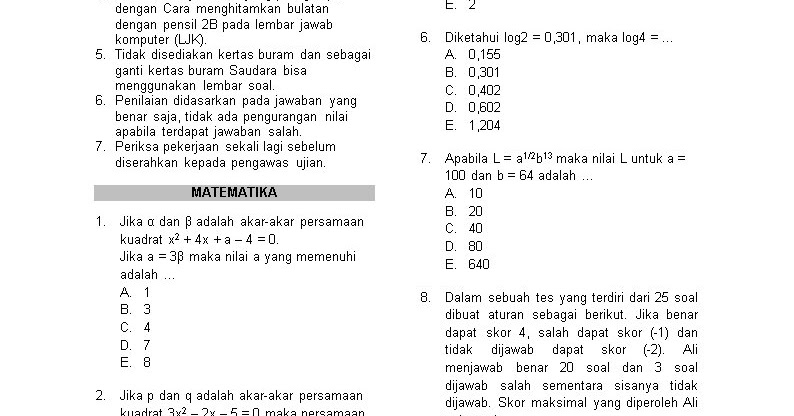 Kunci Jawaban Soal Sipenmaru Kanal Jabar