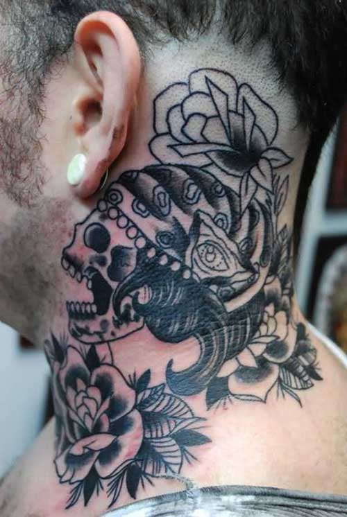 neck skull tattoo man neck skull tattoo man
