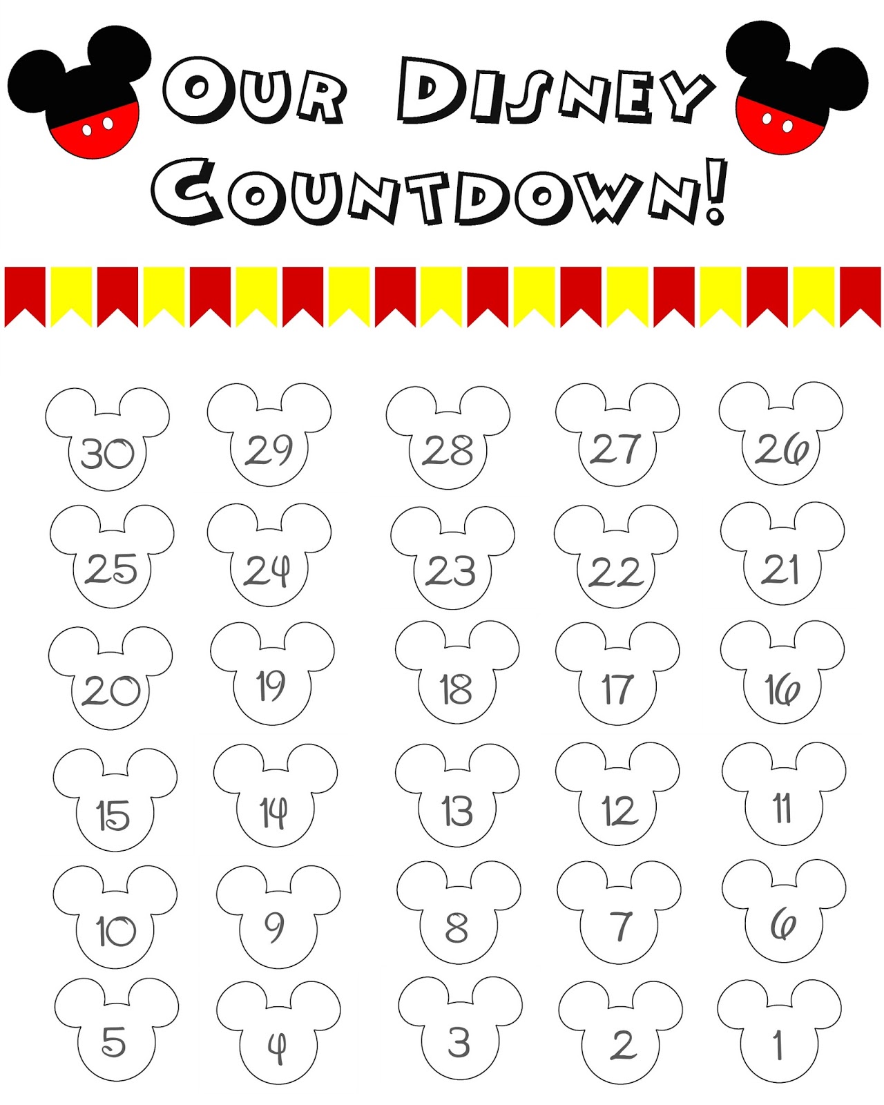 Disney World Countdown Calendar FREE Printable The Momma Diaries