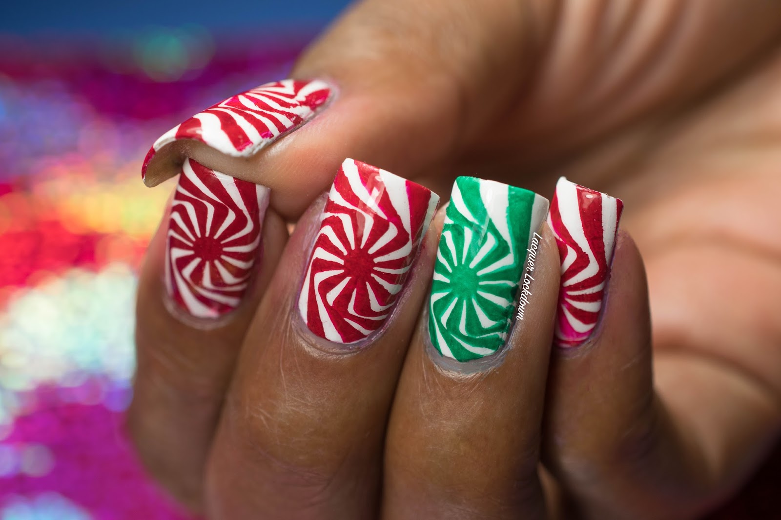 6. Red and White Candy Cane Nail Art on Pinterest - wide 4