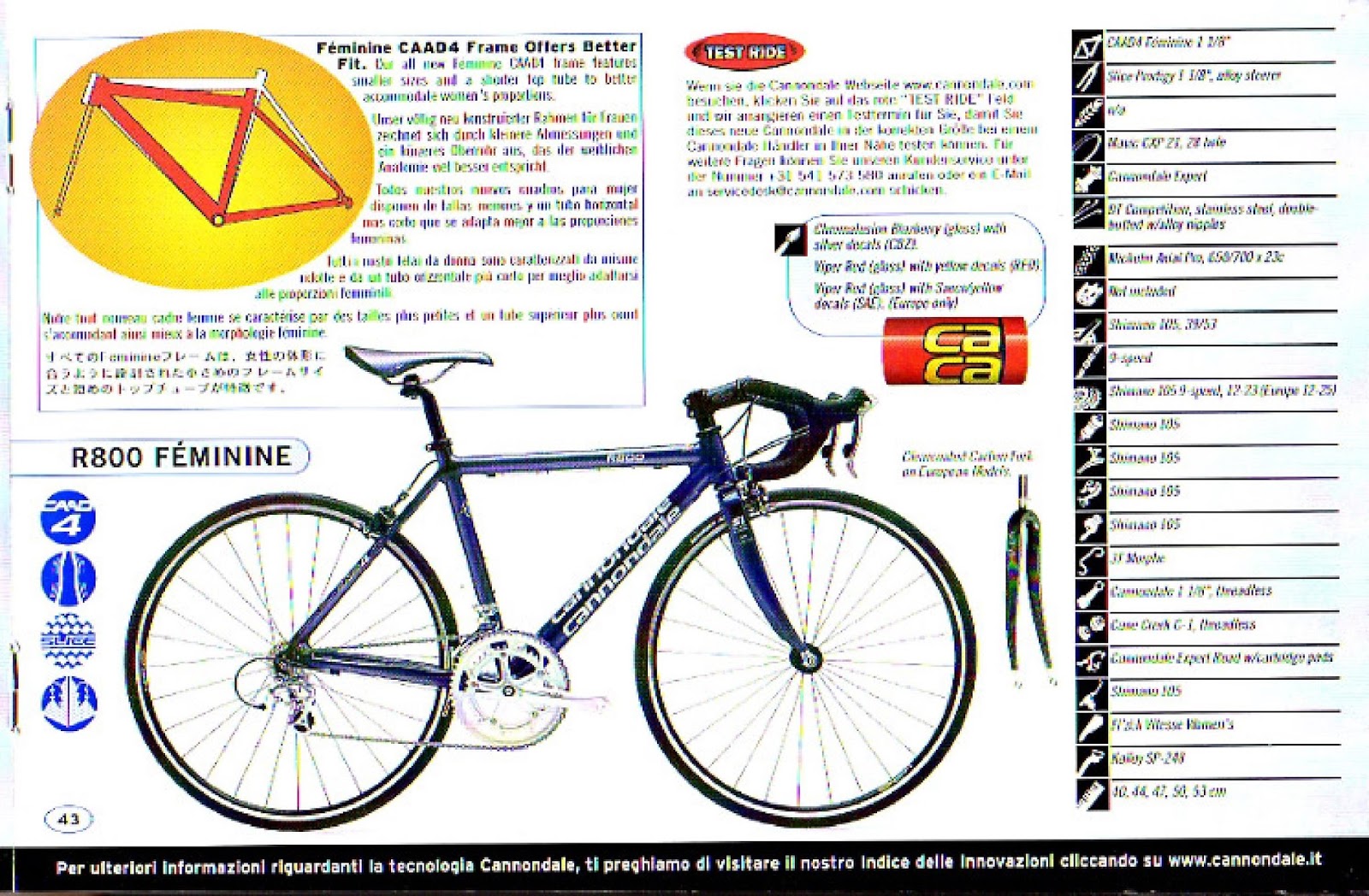 CATALOGUES CANNONDALE CANNONDALE 2001