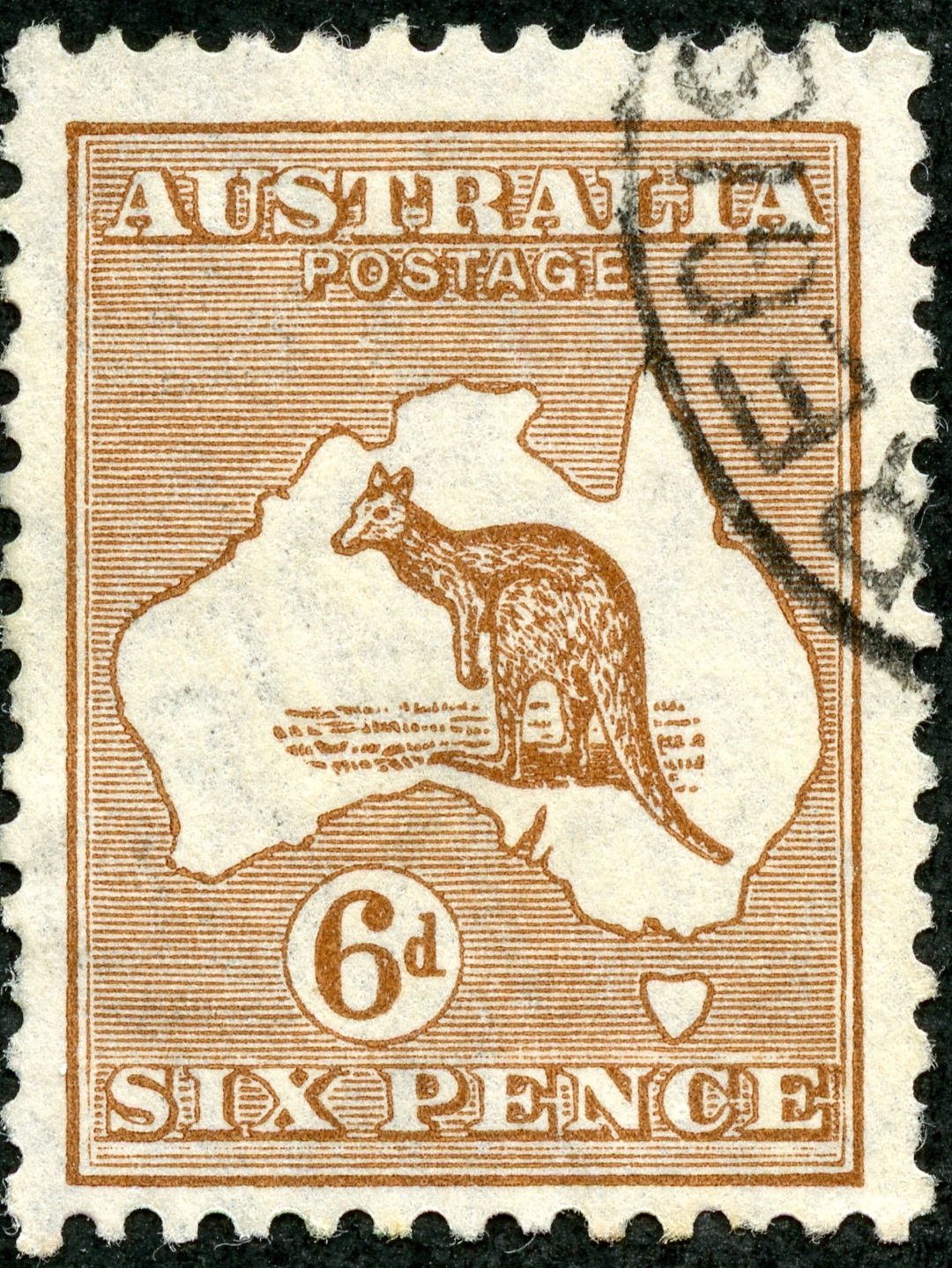 1913 Australia Stamps 6d blue Roo first wmk SG 9 Good Used 