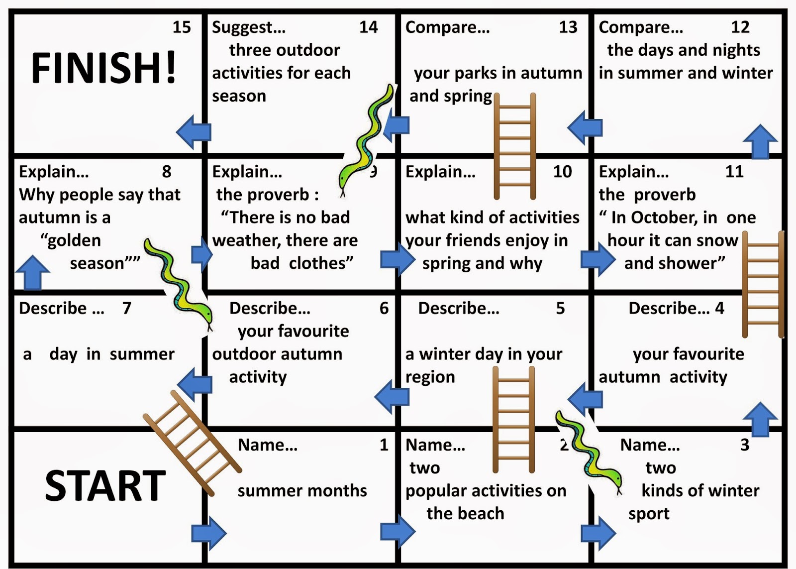 EACH SEASON IS GOOD IN ITS OWN WAY Are You Ready to Play Snakes and