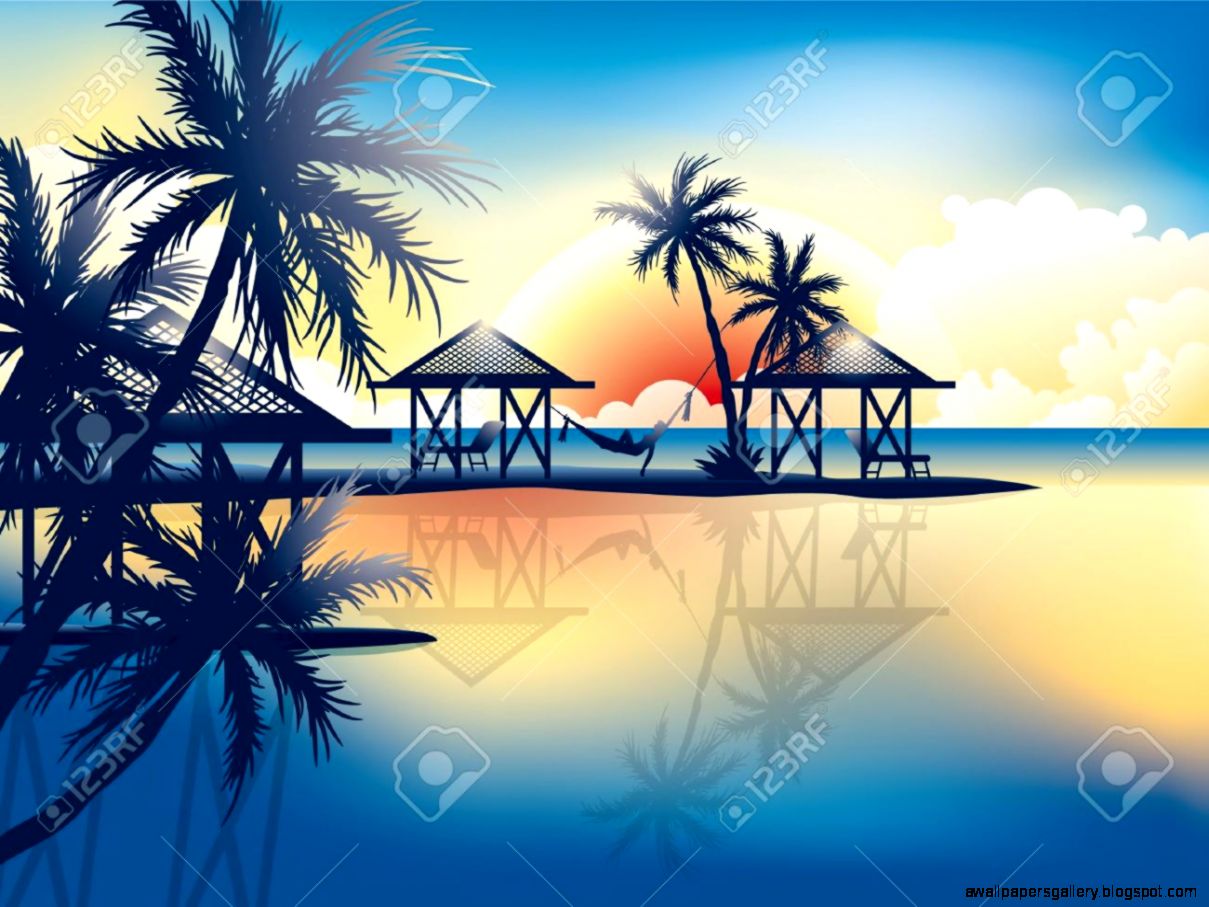 Relaxing In Hammock On A Tropical Beach Wallpaper Royalty Free