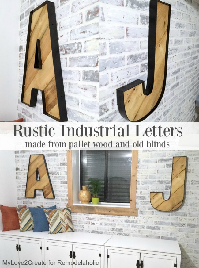 Rustic Industrial letters made from pallet wood and old blinds, MyLove2Create