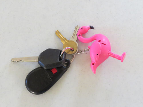 keys on a flamingo key chain