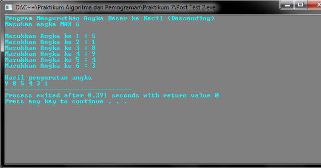 Program Mengurutkan Dari Nilai Terbesar ke Terkecil