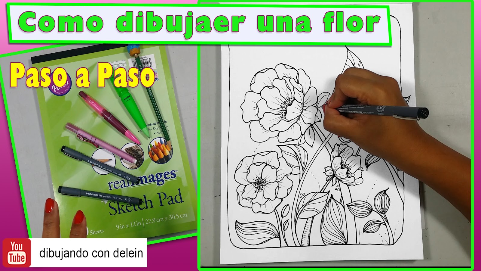 dibujando con delein: Como dibujar una flor paso a paso